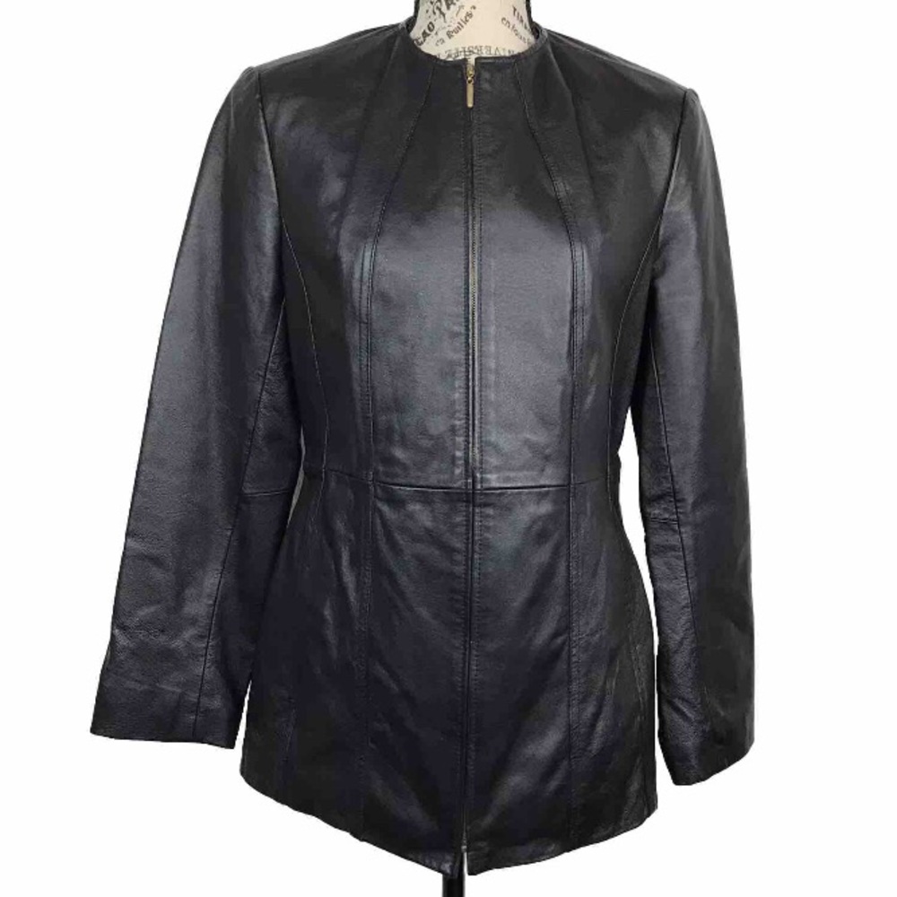 Terry Lewis Classic Luxuries Women’s Full Zip Genuine Black Leather Jacket Sz XS